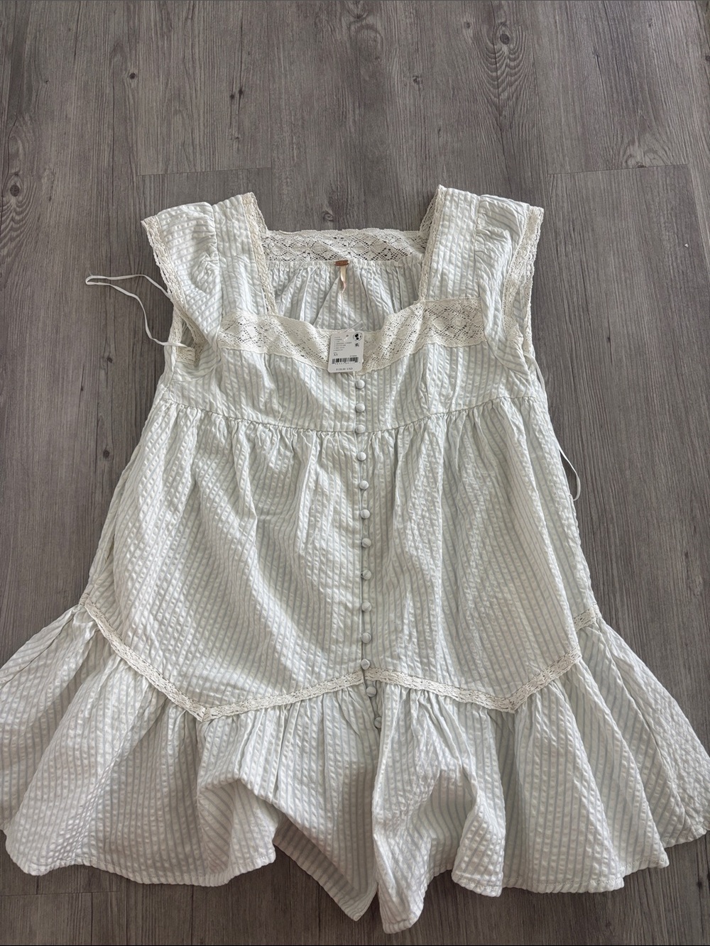 Cream Lace-Trim Sundress/long Tank Top
